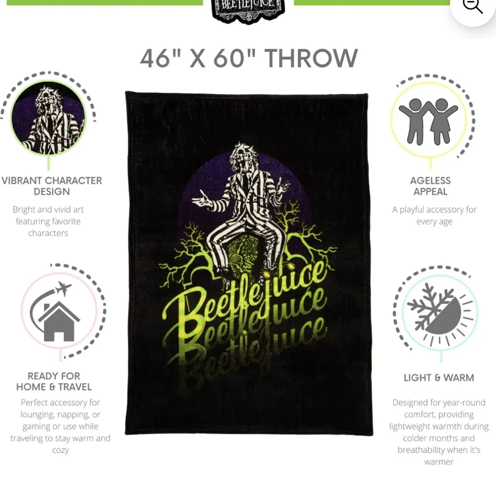 Beetlejuice  Coral Fleece Throw Blanket